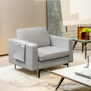 Costway Modern Accent Armchair Upholstered Single Sofa Chair w/ Magazine Holder