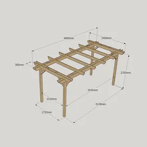 Double Garden Pergola - Wood - L240 x W480 x H270 cm - Rustic Brown