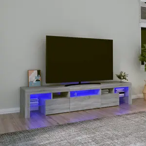 Berkfield TV Cabinet with LED Lights Grey Sonoma 200x36.5x40 cm