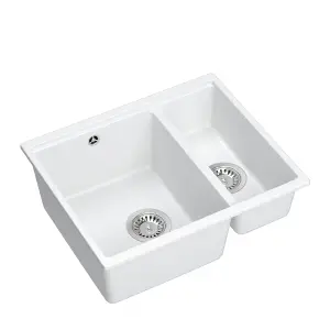 Quadron Logan 151 Workstation Sink 1.5 Bowl, White GraniteQ material