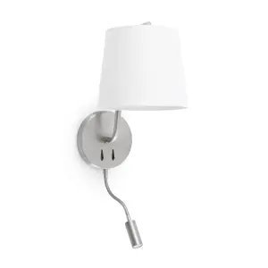 Luminosa Berni 1 Light Indoor Wall Light Reading Lamp White, Satin Nickel, E27