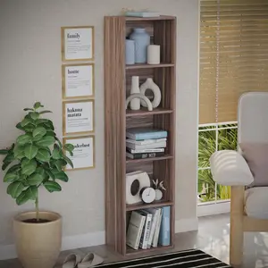 Gerardi Standard Bookcase Walnut / 132 cm H x 32 cm W