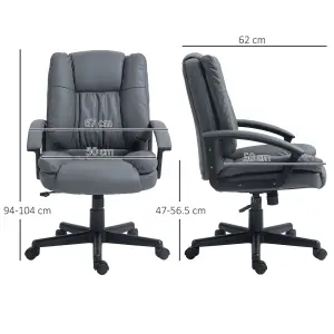 HOMCOM Faux Leather Home Office Chair Mid Back Desk Chair with Arms Dark Grey