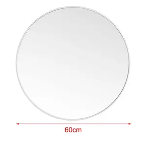 Baum Metal Flat Wall Mirror White / 60 cm H x 60 cm W