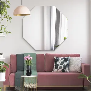 MirrorOutlet Octa - All Glass Modern Bevelled Octagonal Wall Mirror 39" X 39" (100 x 100CM)