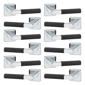 URBNLIVING 115mm Length 12 Pcs Rio Metal Chrome & Black Lever Latch Door Handles Set