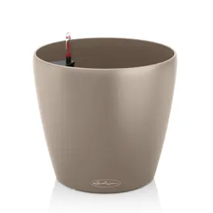 LECHUZA CLASSICO Color 21 Sand Brown Table Self-watering Planter with Substrate and Water Level Indicator D21 H20 cm, 5L