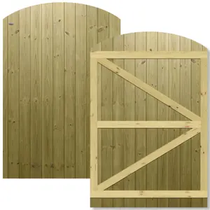 Premier Garden Supplies Pedestrian Gate 180cm (6ft) High x 120cm Wide Tongue & Groove Arch Top Fully Framed Single Swing Gate