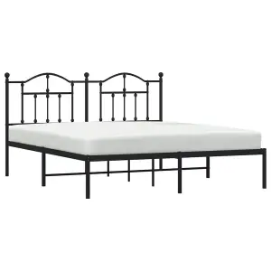 Berkfield Metal Bed Frame with Headboard Black 160x200 cm