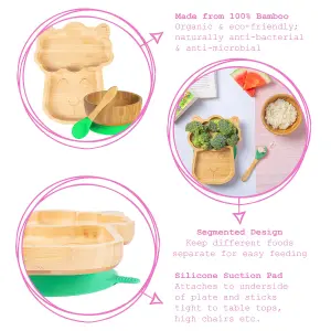 Tiny Dining - Llama Bamboo Suction Baby Feeding Set - Green - 4pc