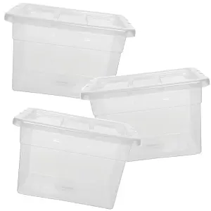 3 x Clear Plastic Stackable Transparent Storage Boxes 64 Litre Complete With Lids