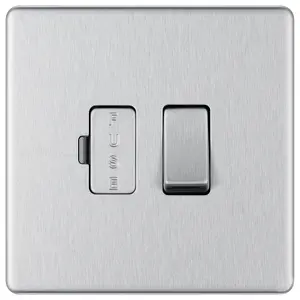 GoodHome Brushed Steel 13A 2 way Flat profile Screwless Switched Fused connection unit