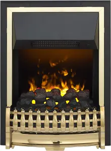 Dimplex Atherton Optimyst Inset Electric Fire, Classical Black and Brass 3D Ultra-realistic LED Flame Effect fire With Adjustable