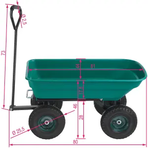 Garden Trolley - tip function, padded handle,  - green