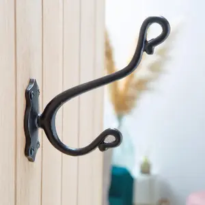 Hammer & Tongs - Curly Hat & Coat Hook - W40mm x H140mm - Black