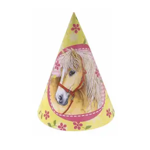 Amscan Horse Party Hats (Pack of 6) Yellow/Pink (One Size)