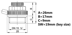 1/2" BSP Automatic Air Vent Auto Cut-off Self Bleeding Radiator Valve