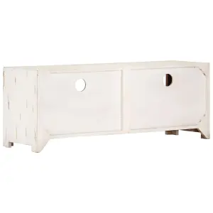 Berkfield TV Cabinet Solid Wood Acacia 110x30x40 cm White