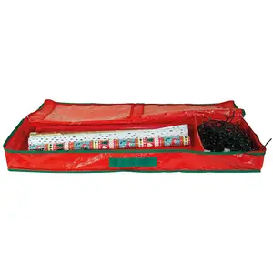 Seasonal Decorations Storage Bag with Zip, Carry Handles, 2 Internal Compartments & 2 Velcro Pouches - H10 x W100 x D30cm