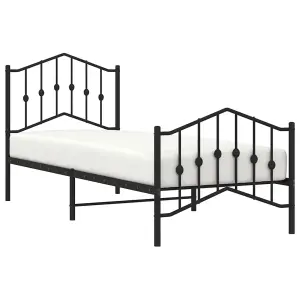 Berkfield Metal Bed Frame without Mattress with Footboard Black 90x190cm