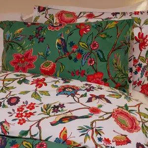 Rufus Cotton Blend, Polyester Floral Duvet Cover Set with Pillowcases Verdi / Super King - 2 Standard Pillowcases