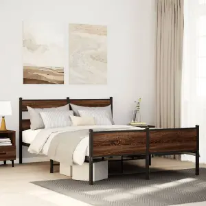 Berkfield Bed Frame without Mattress Brown Oak 140x200 cm Engineered Wood