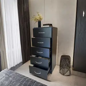 Tall chest of 5 drawers Black Bedroom furniture