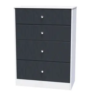 San Jose Ready assembled Indigo & white 4 Drawer Chest (H)1063mm (W)766mm (D)395mm