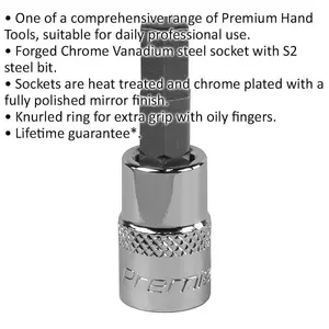 High-Quality 6mm Forged Hex Socket Bit - 1/4" Drive Chrome Vanadium Wrench