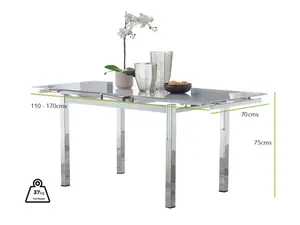 Furniturebox UK 6 Seater Dining Set - Enna White Glass & Chrome Extendable Dining Table & Chairs - 6 White Leather Murano Chairs