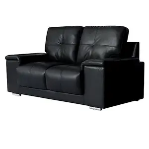 Kensington Faux Leather 2 Seater Sofa In Black