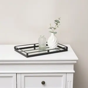 Melody Maison Black Rectangle Mirrored Display Tray