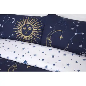 Johnsie Polyester Dots Duvet Cover with Pillowcases Navy / Single - 1 Standard Pillowcase