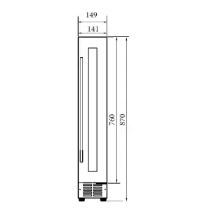 SIA WC15BL 150mm / 15cm Black Under Counter LED 7 Bottle Wine Cooler Chiller