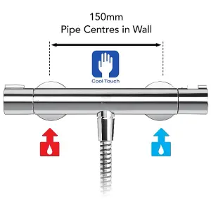 Mira Thermostatic Bar Mixer Shower Valve Only Cool Touch 150mm Centre + Fast Fit