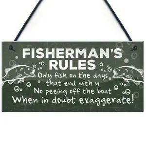 Red Ocean Funny Fishing Gifts For Men Hanging Plaque Fisherman Sign Gift For Dad Grandad Son Brother