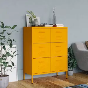 Berkfield Drawer Cabinet Mustard Yellow 80x35x101.5 cm Steel