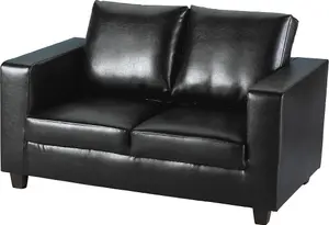 Tempo Two Seater Sofa in Black Faux Leather Contemporary and minimalist