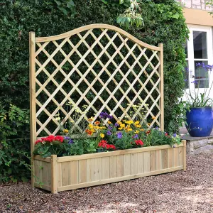 Zest York Wooden Rectangular Garden Planter & Lattice Trellis