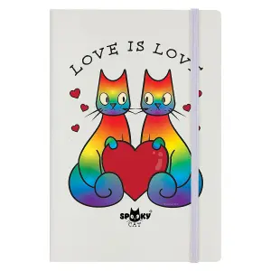 Spooky Cat Love Is Love Hard Cover A5 Notebook Cream (One Size)