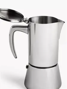 John Lewis Induction Stovetop Stainless Steel 6 Cup Espresso Coffee Maker, 300Ml