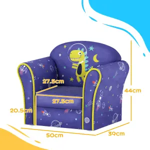 AIYAPLAY Kids Sofa Chair with Planet Dinosaur Design for Bedroom, Playroom, Blue