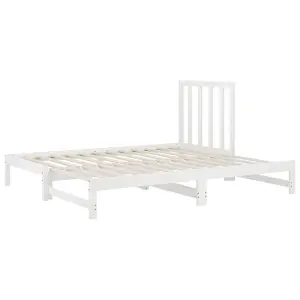 Berkfield Pull-out Day Bed White 2x(90x190) cm Solid Wood Pine