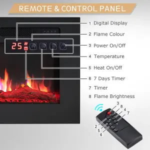 FlameKo Wilton 60"/152cm Electric Fireplace, Wall Mounted, Recessed Media Wall, Heater, Remote Control