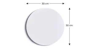 ALLboards 30 cm diameter round magnetic panel in white - frameless white board