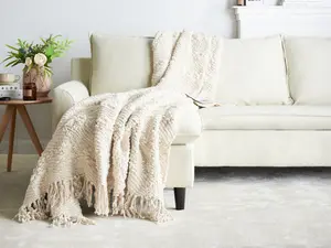 Blanket VELLA Cotton 200 x 220 cm Off-White