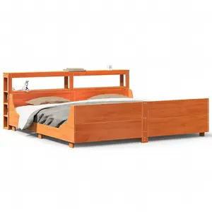 Berkfield Bed Frame without Mattress Wax Brown 180x200 cm Super King Solid Wood Pine