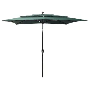 Berkfield 3-Tier Parasol with Aluminium Pole Green 2.5x2.5 m