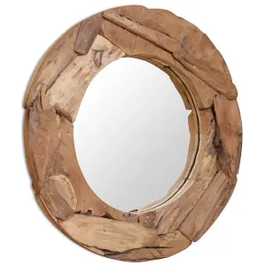 Berkfield Decorative Mirror Teak 80 cm Round