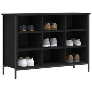 Berkfield Shoe Cabinet Black 100x35x70 cm Engineered Wood